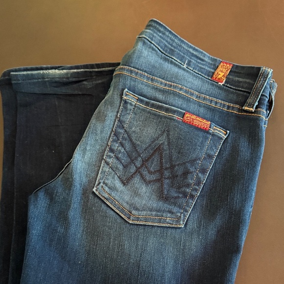 7 For All Mankind Dark Blue Flare Jeans - Picture 1 of 7